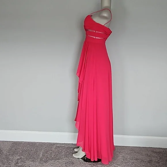 Cache dark pink high-low flowy elegant long dress-0 - Picture 3 of 9
